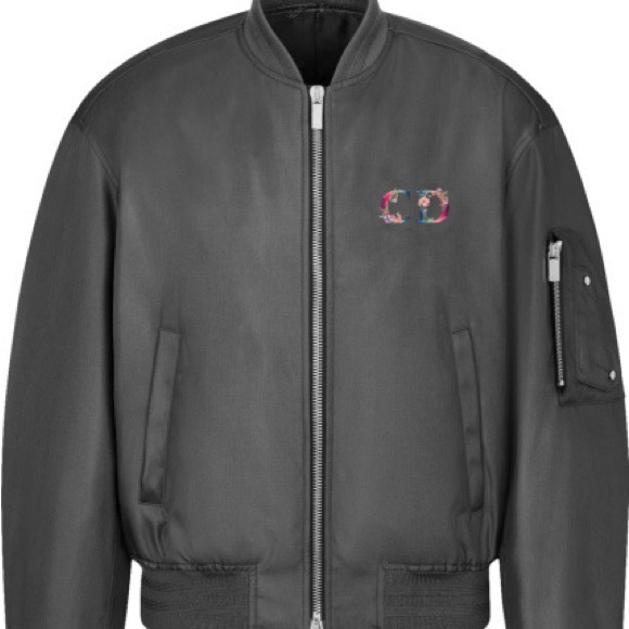 🛑SOLD🛑 Dior Men’s Embroidered Flower Logo Grey Bomber Jacket - Sz Large - Picture 3 of 14